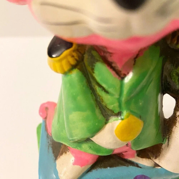Vintage 1968 OSL Coin Bank Japan Graduating Pink Mouse  7 Inch Tall Figurine - Picture 15 of 16